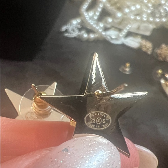 Silver and Pink Star Earrings - Picture 6 of 8